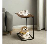 Modcraft Small Laptop Side Table - Rustic Brown & Black Industrial Sofa or Bed Desk with Steel Frame