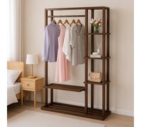 Modcraft Solid Clothes Rack With Shelves And Open Wardrobe Stand With Hanging Rail