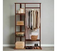 Modcraft Solid Clothes Rack with Shelves - Open Wardrobe Stand with Hanging Rail