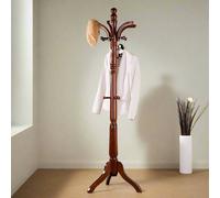 Modcraft Tall Vintage Wooden Coat Stand - 6ft with 13 Hooks for Hats