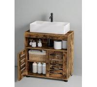 Modcraft Under Sink Bathroom Cabinet, Rustic Storage Unit with Adjustable Shelf and Louvred Doors