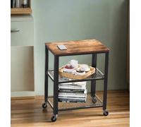 Modcraft Vintage 3-Tier Serving Trolley with Wheels, Rustic Rolling Kitchen Cart, Heavy Duty Storage Shelf