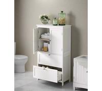 Modcraft White Bathroom Storage Cabinet - Kitchen Cupboard with 2 Drawers, 2 Doors & Adjustable Shelf, 110cm Tall