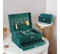 Modcraft Women's 3 Layer Green Jewellery Box for Storage & Display in Dark Green | Size: Standard Modcraft Dark Green Standard