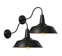 Moddeny 2 Pack Large Porch Outdoor Wall Sconce Waterproof Wall Mount Vintage Wall Lights Black Gooseneck Exterior Barn Light Farmhouse Retro Nostalgia Garage Patio Lighting Luminaire