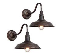 Moddeny 2-Pack Outdoor Gooseneck Barn Light 10" Retro Exterior Wall Light Iron Art Dome Farmhouse Wall Sconces Anti-Rust Waterproof Outdoor Light for House Porch Garage Entryway