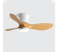 Moddeny 3-Blade 32 Inch Ceiling Fan with Lights Mute Remote Ceiling Fan Light Imitation Wood Flush Mount Fan Light Modern Simple Small Ceiling Fan with Light for Bedroom Living Room