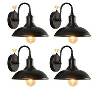 Moddeny 4 Pack Outdoor Wall Lights with Light Sensor Farmhouse Waterproof Gooseneck Vintage Wall Lighting 10 in Black Wall Mount Outdoor Wall Lamps for Porch Garage Patio Entrance