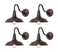 Moddeny 4 Pack Vintage Iron Wall Lights Retro IP54 Waterproof Outdoor Wall Lamp Wall Mount Bronze Gooseneck Wall Sconce 9.8 Inch Farmhouse Exterior Wall Light for Porch Garage Patio Doorway