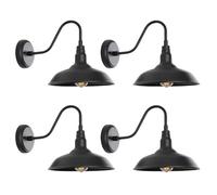 Moddeny 4-Pack Waterproof Outdoor Wall Sconce 50cm Large Outdoor Gooseneck Barn Light Black Wall Mount Farmhouse Porch Wall Light Retro Nostalgia Garage Patio Lighting Luminaire