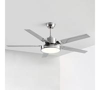 Moddeny 44 Inch Low Profile Ceiling Fan With Light LED Flush Mount Indoor Ceiling Fans 6 Speed 3 Color Remote Fan Light 5-Blade Stainless Steel Ceiling Fan For Bedroom Living Room Kids Room