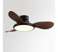 Moddeny Modern 36 inch Ceiling Fan With Lights with Remote, 3-Blade Low Profile Ceiling Fan With Light Black Imitation Wood Ceiling Fans for Bedroom Living room Kitchen