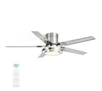 Moddeny Modern Low Profile Ceiling Fan With Light Stainless Steel 5-Blade Bedroom Ceiling Fan LED Ceiling Fans With Lights And Remote 6 Speed 3 Color Smart Ceiling Fan Light