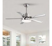 Moddeny Stainless Steel Ceiling Fan With Lights 42 Inch Ceiling Fan With Lights And Remote 3 Speed 3 Color Outdoor Ceiling Fans For Patios With Light Ceiling Fan Propeller 5 Blade