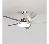 Moddeny Stainless Steel Modern Ceiling Fan Light 45 Inch Low Profile Ceiling Fan With Light LED 3 Color Flush Mount Ceiling Fan Smart Ceiling Fans With Lights And Remote