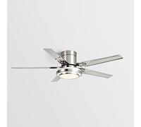 Moddeny Stainless Steel Modern Ceiling Fan Light 6 Speed 3 Color Remote Ceiling Fan With Lights Low Profile Ceiling Fan With Light LED Outdoor Ceiling Fans For Patios, Ceiling Fan Propeller 5 Blade