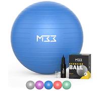 Mode 33 Exercise Ball - Enhance Fitness & Wellness - Anti-Burst PVC - Perfect for Gym, Pilates, Pregnancy - Includes Hand Pump - Strengthen Core & Posture - Versatile Workout Tool - L (75cm), Blue