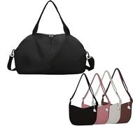 MODE BLEND Large Travel Duffel Bag for Women & Men - Water Resistant, Lightweight Shoulder Bag for Gym, Travel, Vacation,Buy 1 Duffel, Get 1 Free Shoulder Bag (Random Color Included) (Black)