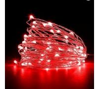 MODE BLEND LED Copper Wire String Lights Mini 3AA Battery Operated/Powered Copper Wire LED Firefly Lights for Bedroom Decoration Wedding Home Christmas Parties Holiday (Red, 5M - 50LED)