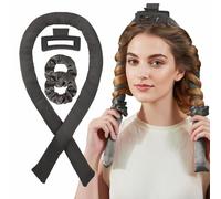 MODE BLEND Satin Heatless Curling Set - No Heat Curlers with Foam Rod & Claw Clip for Long Hair - Reusable Curling Headband for Women, No Damage (Charcoal, 2.54 x 86.36 x 3.18 cm)