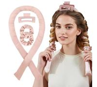 MODE BLEND Satin Heatless Curling Set - No Heat Curlers with Foam Rod & Claw Clip for Long Hair - Reusable Curling Headband for Women, No Damage (Pink, 2.54 x 86.36 x 3.18 cm)