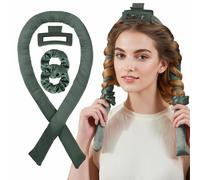 MODE BLEND Satin Heatless Curling Set - No Heat Curlers with Foam Rod & Claw Clip for Long Hair - Reusable Curling Headband for Women, No Damage (Green, 2.54 x 86.36 x 3.18 cm)