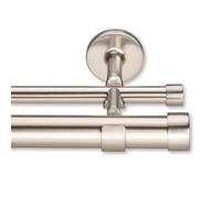 MODE Cambria Designer Series - Premium 3 foot Custom Double Curtain Rod - 1-1/8 inch Large Diameter - Non-Adjustable, Seamless Look - Premium Designer Brackets and End Caps - Brushed Nickel Finish