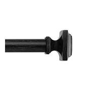 MODE Farmhouse Collection Single Curtain Rod Set with Cottage Square Finials - 36 to 72 in, Black