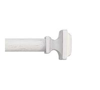 MODE Farmhouse Collection Single Curtain Rod Set with Cottage Square Finials - 36 to 72 in, White