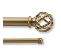 MODE Premium Collection Double Curtain Rod Set with Birdcage Finials - 72 to 144 in, Gold