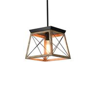MODEBHD 1 Pack Black Pendant Light Fixture Farmhouse Iron Cage Metal Pendant Light Lantern Hanging Light Fixtures With Clear Glass Shade For Kitchen Island, Dining Room, Hallway Pendant Lamp