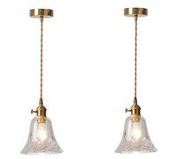 MODEBHD Flower -shaped Pattern Pendant Lighting Clear Light Glass Hanging Lamps Nordic Creative Ceiling Lamp Brass Fittings Chandelier Rope Adjustable Ceiling Hanging Lamp Living Room