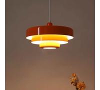 MODEBHD Mid Century Pendant Lamp 1-Light Orange Ceiling Pendant Light 3-Layer Shade Design Vintage Metal Flush Mount Light Fixtures for Dining Table Kitchen Island Hallway (Orange)