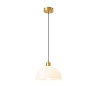 MODEBHD Milk White Glass Pendant Light Fixtures Medium 9.85 Inches Lampshade Gold Brass Finish And Switch Vintage Pendant Ceiling Lamp Copper Pendant Lighting (Milk White)