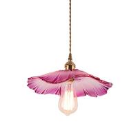MODEBHD Pink Glass Pendant Lamps Flower Shaped Lampshade Hanging Lights Brass Fittings Ceiling Lighting E27 Base Chandelier Hanging Ceiling Lamp Kitchen Island Entrances Bedside