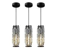 MODEBHD Transparent Crystal Pendant Lights,Cylindrical Lampshade Hanging Lamp,E27 Base Ceiling Light,rope Adjustable Chandelier,Hanging Ceiling Lamp,Hallway,Bedside,Kitchen Island
