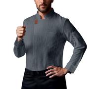 Modeewel Kitchen Uniform Men's Chef's Jacket Long Sleeve Chef Coat Jacket Uniform for Catering Bakers and Cooking Professionals Classic Kitchen Clothing Short Sleeve Work Wear for Chefs, gray, M