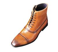 Modeewel Oxford Ankle Boots Men's Ankle Boots with Zip Vintage Boots Motorcycle Boots Waterproof Hiking Boots Business Lace-Up Boots Carnival Sports Boots Biker Boots High-Top Shoes, yellow, 12.5 UK