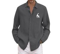 Modeewel Summer Outfit, Men's V-Neck Shirt, Short Sleeve, White, Outdoor Basic Long Sleeve Shirt, Casual, Regular Fit, Men's Shirt, Lightweight Work Shirt, Beach Shirt, Fashion, Streetwear, gray, M