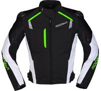 Modeka Lineos Motorcycle Textile Jacket, black-white-green, size XL for Men