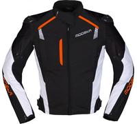 Modeka Lineos Motorcycle Textile Jacket, black-white-orange, size L for Men