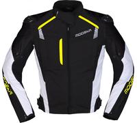 Modeka Lineos Motorcycle Textile Jacket, black-white-yellow, size S for Men