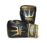 Model 1 Pro Black & Gold 12oz Boxing Gloves for Men & Women by Endangered Fightwear - Pair of Synthetic Leather Boxing Bag Mitts for Protection - Kickboxing, Sparring Training, and Muay Thai Gloves
