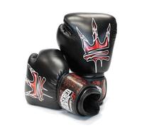 Model 2 12oz Boxing Glove in Black & Red by Endangered Fightwear - Pair of Leather Gloves for Muay Thai, Boxing & MMA Fighting - 2 Sizes - UK