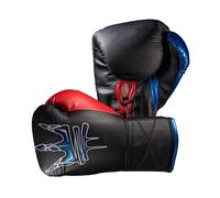 Model 3 10oz Boxing Glove in Black/Red/Blue by Endangered Fightwear - Pair of Lace Up Leather Gloves for Muay Thai, Boxing & MMA Fighting - Available in in 3 Colours - 2 Sizes - UK