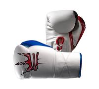 Model 3 12oz Boxing Glove in White/Blue/Red by Endangered Fightwear - Pair of Lace Up Leather Gloves for Muay Thai, Boxing & MMA Fighting - Available in in 3 Colours - 2 Sizes - UK