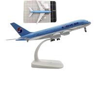 model airplane For 20cm Korean Air Alloy Aircraft Model Passenger Aircraft Model Ornaments With Voice-controlled LED Lights Airbus A380 toy airplane kit(With wheels+apron)