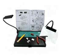 Model Building Workbench with LED Light & Magnifying Glass, Multifunctional Hobby Station with Cutting Mat, Storage Drawers & Waste Collection Tray for Crafts & DIY
