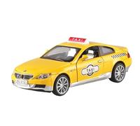 Model car 1:32 For BMW M6 Taxi Alloy Car Die-cast Metal Model Simulation Sound And Light Pull Back Exquisite Ornaments Collection Alloy car models(Yellow box)
