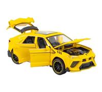 Model car 1:32 For URUS Alloy Car Model Die-cast Metal Vehicle 6 Doors Can Be Opened Sound And Light Pull Back Collectible Ornaments Alloy car models(Yellow)